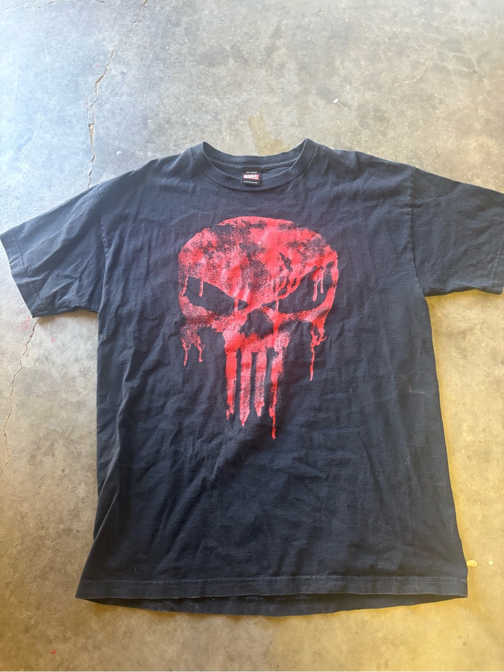 Y2K MAD Engine Black Short Sleeve Tee with Red Drip Skull Graphic